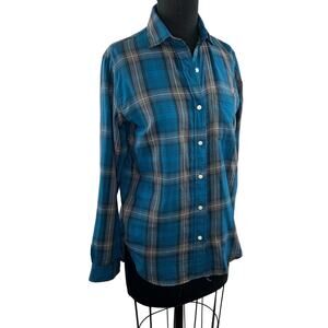 Denim & Supply Ralph Lauren Blue Call Boyfriend Top Plaid Button-Up Size Small S